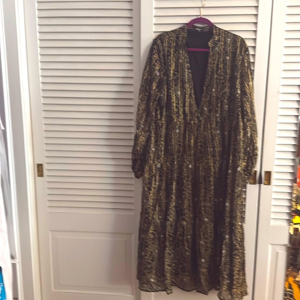 Embellished black and gold maxi dress